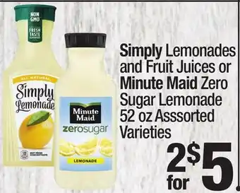 Super King Markets Simply lemonades and fruit juices or minute maid zero sugar lemonade offer