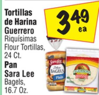 El Super Guerrero riquísimas flour tortillas, 24 ct., sara lee bagels, 16.7 oz offer