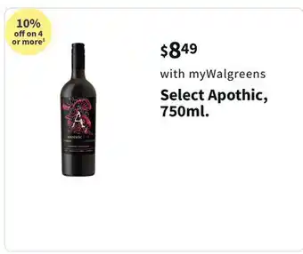 Walgreens Select apothic, 750ml offer