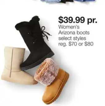 JC Penney Women's arizona boots offer