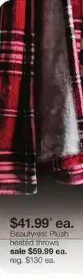 JC Penney Beautyrest plush heated throws offer