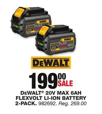 Blain's Farm & Fleet Dewalt 20v max 6ah flexvolt li-ion battery 2-pack offer