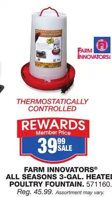 Blain's Farm & Fleet Farm innovators all seasons 3-gal. heated poultry fountain offer