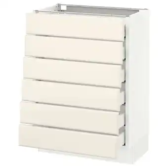 Ikea Sektion base cabinet/6 fronts/6 low drawers, white maximera/bodbyn off-white, 24x15x30 offer