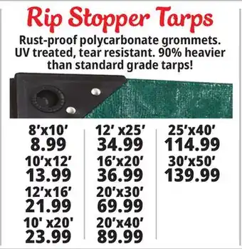 Ocean State Job Lot Rip stopper tarps offer