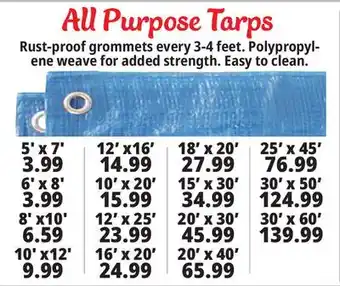 Ocean State Job Lot All purpose tarps offer