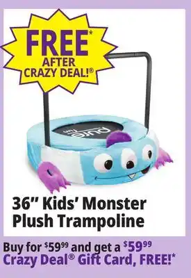 Ocean State Job Lot Pure fun 36 monster plush jumper trampoline with handrail offer