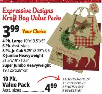 Ocean State Job Lot Expressive designs kraft bag value packs offer