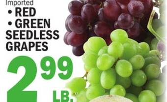 C Town Red, green seedless grapes offer