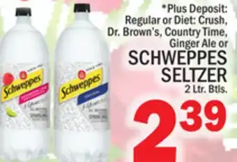 C Town Schweppes seltzer, 2 ltr. btls offer
