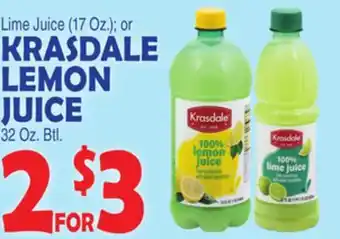 Bravo Supermarkets Krasdale lemon juice 32 oz. btl offer