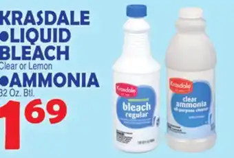 Bravo Supermarkets Krasdale liquid bleach clear lemon, ammonia offer