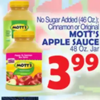 Bravo Supermarkets Mott's apple sauce 48 oz. jar offer