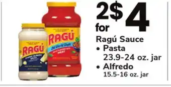 ACME Ragú sauce pasta 23.9-24 oz. jar alfredo 15.5-16 oz. jar offer