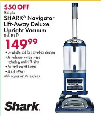 Boscov's Shark navigator lift-away deluxe upright vacuum offer