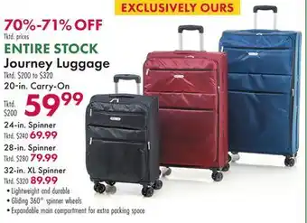 Boscov's Entire stock journey luggage offer