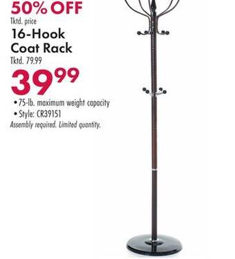 Boscov's 16-hook coat rack offer