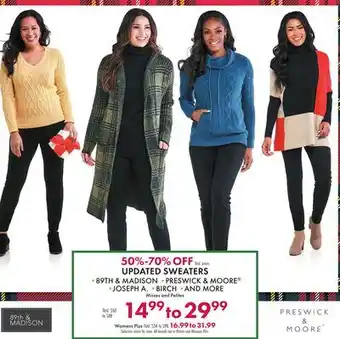 Boscov's Updated sweaters offer