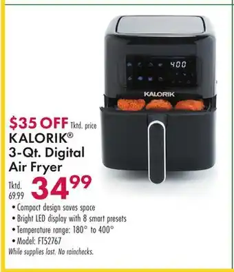 Boscov's Kalorik 3-qt. digital air fryer offer