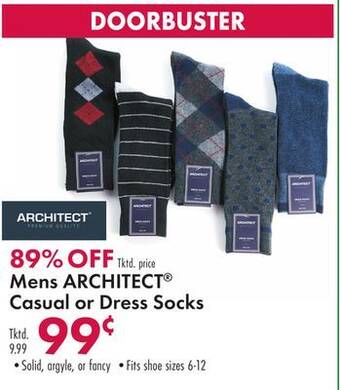 Boscov's Mens architect casual or dress socks offer