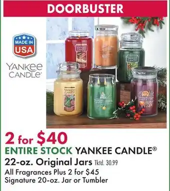 Boscov's Entire stock yankee candle offer