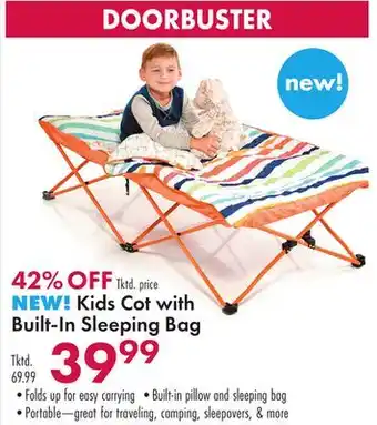 Boscov's Kids cot with built-in sleeping bag offer