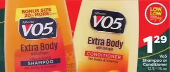 Weis Markets Vo5 shampoo or conditioner offer