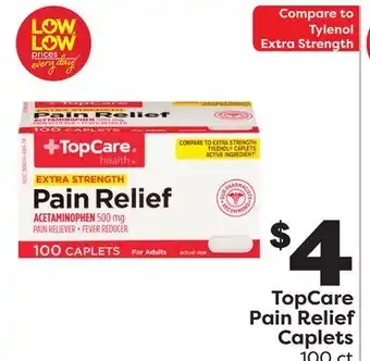 Weis Markets Topcare pain relief caplets offer