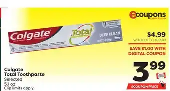 Weis Markets Colgate total toothpaste offer