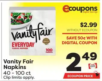 Weis Markets Vanity fair napkins offer