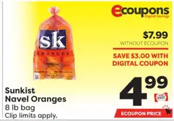 Weis Markets Sunkist navel oranges offer