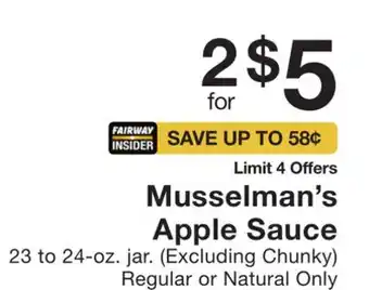 Fairway Store Market Musselman's apple sauce offer