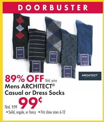 Boscov's Mens architect casual or dress socks offer