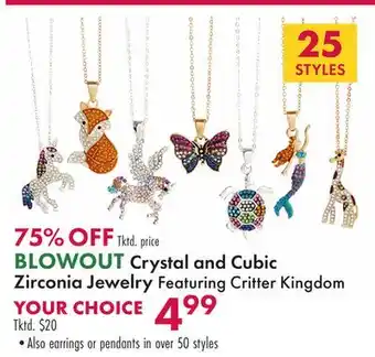 Boscov's Blowout crystal and cubic zirconia jewelry featuring critter kingdom offer