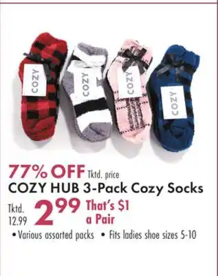 Boscov's Cozy hub 3-pack cozy socks offer