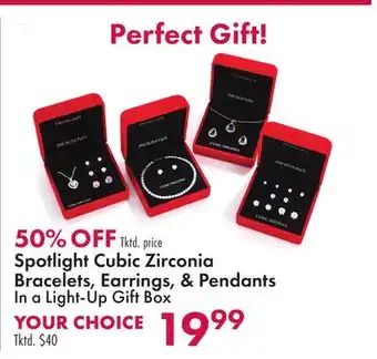 Boscov's Spotlight cubic zirconia bracelets, earrings, & pendants offer