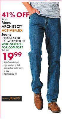 Boscov's Mens architect activeflex jeans offer