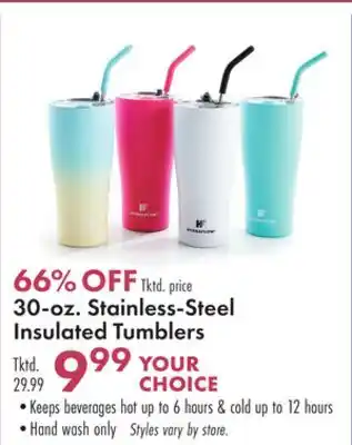 Boscov's 30-oz. stainless-steel insulated tumblers offer