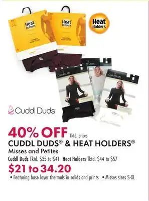 Boscov's Cuddl duds & heat holders offer