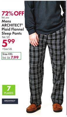 Boscov's Mens architect plaid flannel sleep pants offer