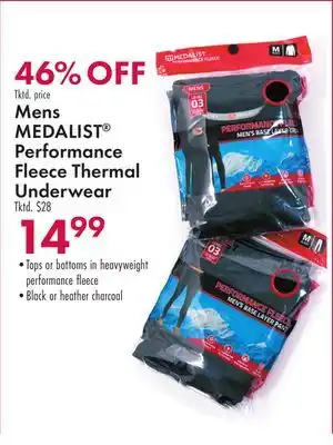 Boscov's Mens medalist performance fleece thermal underwear offer
