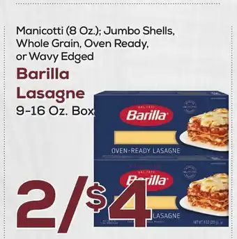 DeCicco & Sons Barilla lasagne 9-16 oz. box offer