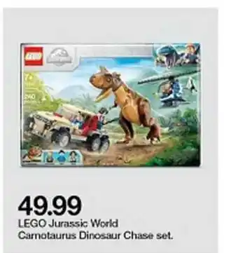 Target Lego Jurassic World Carnotaurus Dinosaur Chase Set offer