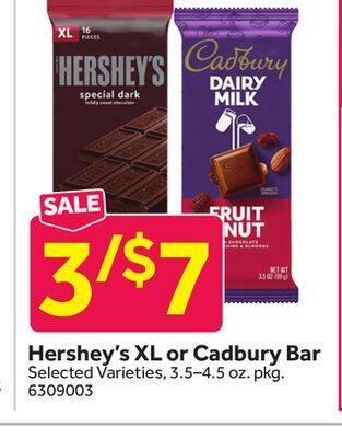 Stop&Shop Hershey's xl or cadbury bar offer