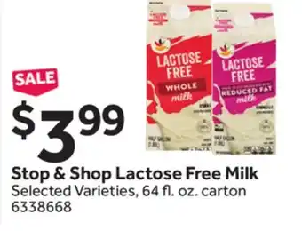 Stop&Shop Stop & shop lactose free milk offer