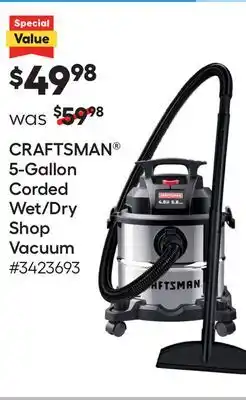 Lowe's Craftsman 5-gallon corded wet/dry shop vacuum offer