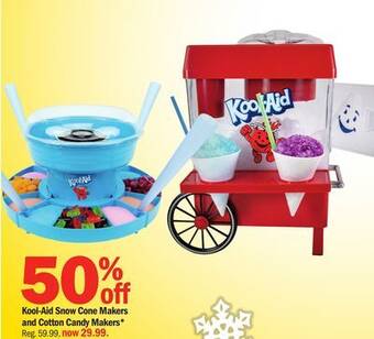 Meijer Kool-aid snow cone makers and cotton candy makers offer