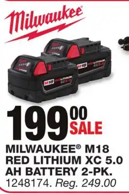 Blain's Farm & Fleet Milwaukee m18 red lithium xc 5.0 ah battery 2-pk offer