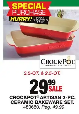 Blain's Farm & Fleet Crockpot artisan 2-pc. ceramic bakeware set offer