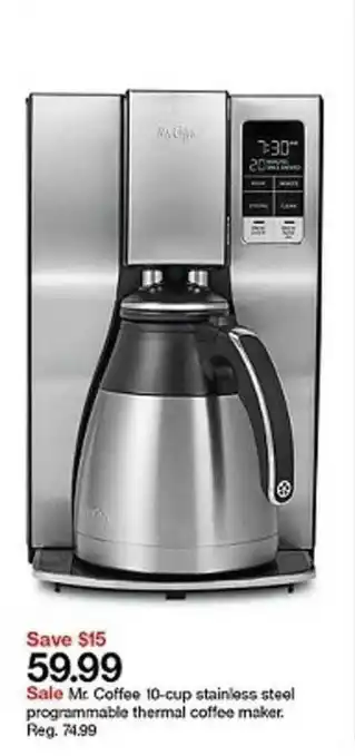 Target Mr. Coffee 10-cup Stainless Steel Programmable Thermal Coffee Maker offer